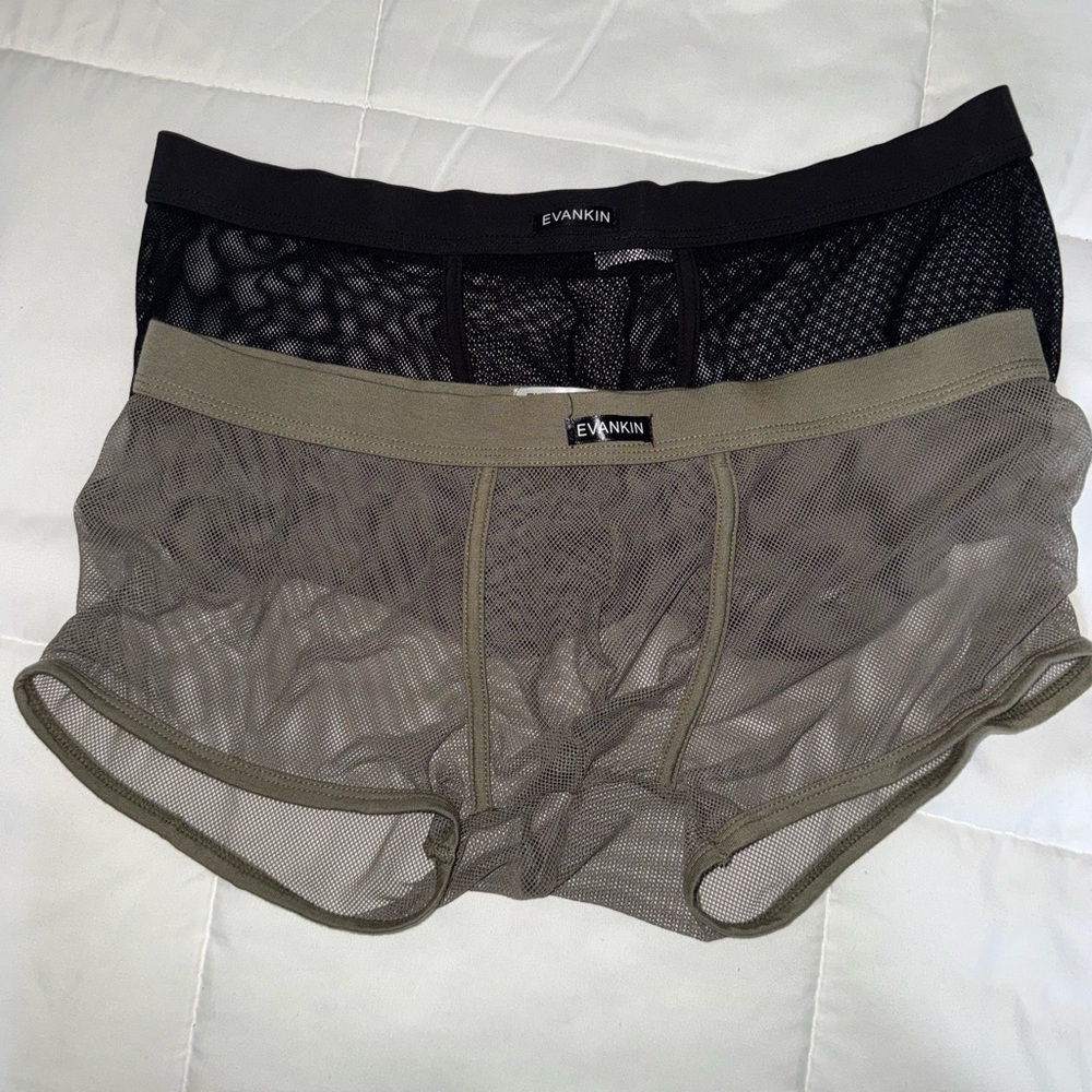 2 brand new Evan Kin Black and Olive Mesh Boxer Briefs